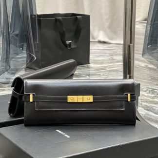 Replica Saint Laurent Manhattan clutch bag with gold snap buckle