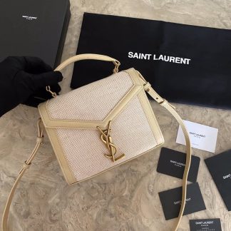 Replica Saint Laurent Canvas Calfskin Classic Monogram Cassandra Top Handle Bag