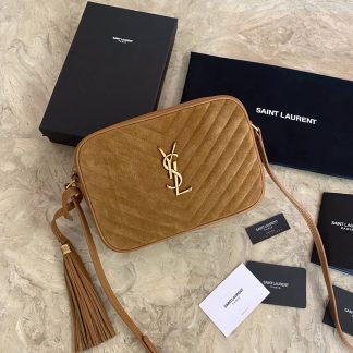 Replica Saint Laurent Quilted Suede Monogram Lou Crossbody Camera Bag