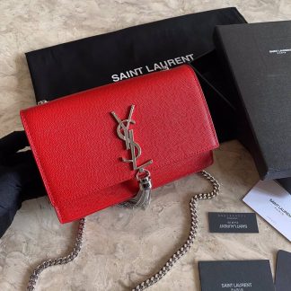 Replica Saint Laurent Kate Leather Crossbody Bag Red