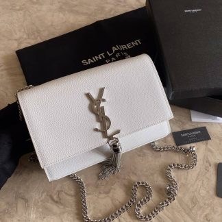 Replica Saint Laurent Kate Leather Crossbody Bag White