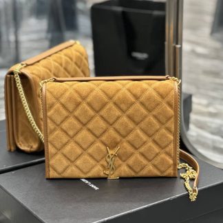 Replica Saint Laurent suede Quilted Becky Chain Bag