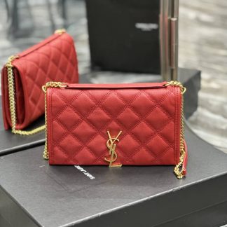 Replica Saint Laurent Lambskin Diamond Quilted Becky Chain Shoulder Bag