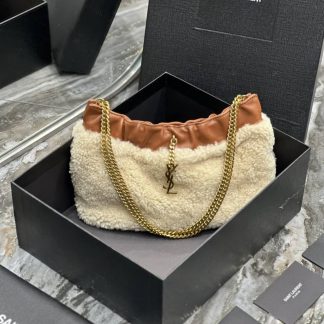 Replica Saint Laurent Pac Pac Shearling Chain Mini Hobo Bag