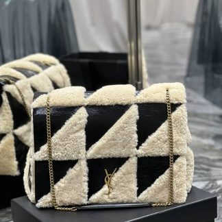 Replica Saint Laurent Jamie Giant Suede Shearling Patchwork Chain Shoulder Bag