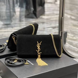 Replica Saint Laurent Monogram Tassel Kate 99 Suede Baguette Bag