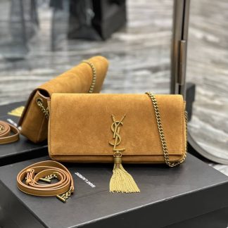 Replica Saint Laurent Monogram Tassel Kate 99 Suede Baguette Bag