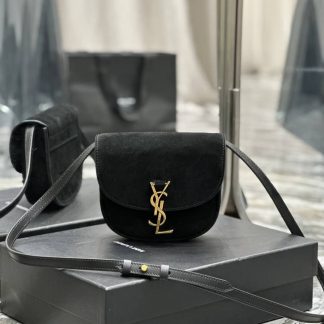 Replica Saint Laurent Kaia Suede Satchel Bag Black