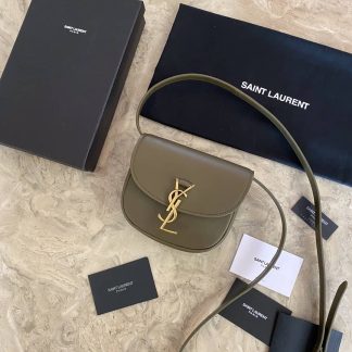 Replica Saint Laurent Kaia Leather Shoulder Bag Army Green