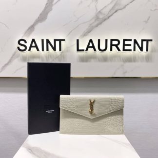 Replica Saint Laurent Calfskin Crocodile Embossed Monogram Uptown Baby Pouch