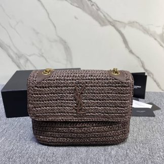 Replica Saint Laurent Niki raffia Medium shoulder bag