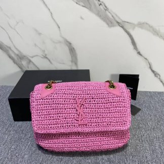 Replica Saint Laurent Niki raffia Medium shoulder bag